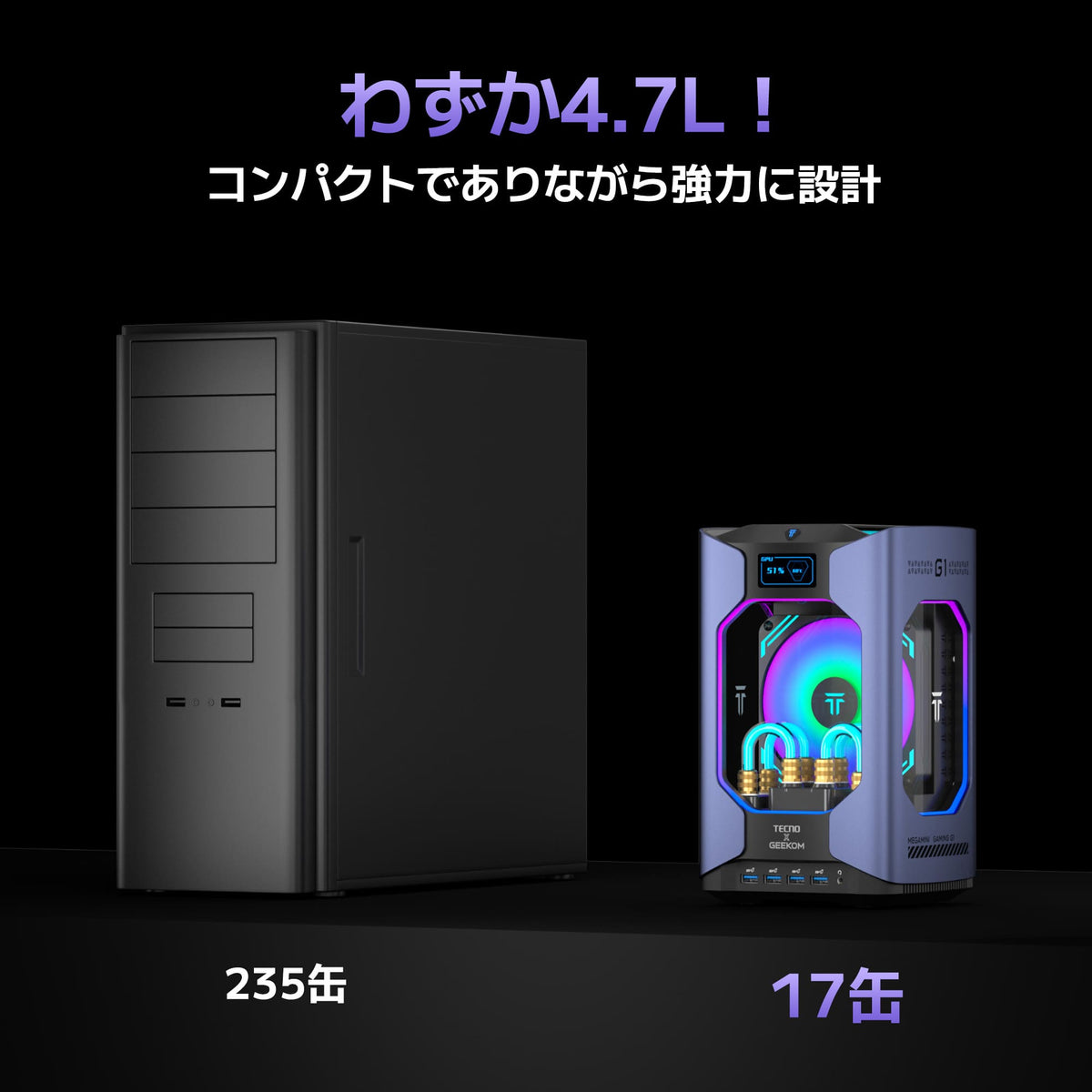 GEEKOM 水冷式ゲーミングミニPC MEGAMINI G1 i9-13900HK(32GB RAM+2TB SSD)