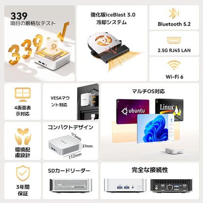 GEEKOM A5 Pro ミニPC AMD Ryzen R5-7530U(16GB RAM + 1TB SSD)