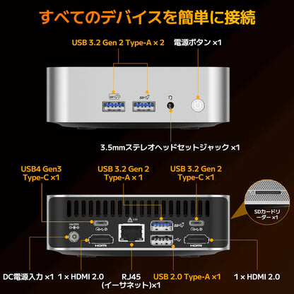 GEEKOM A8 ミニPC AMD Ryzen R7-8745HS（16GB RAM + 1TB SSD）